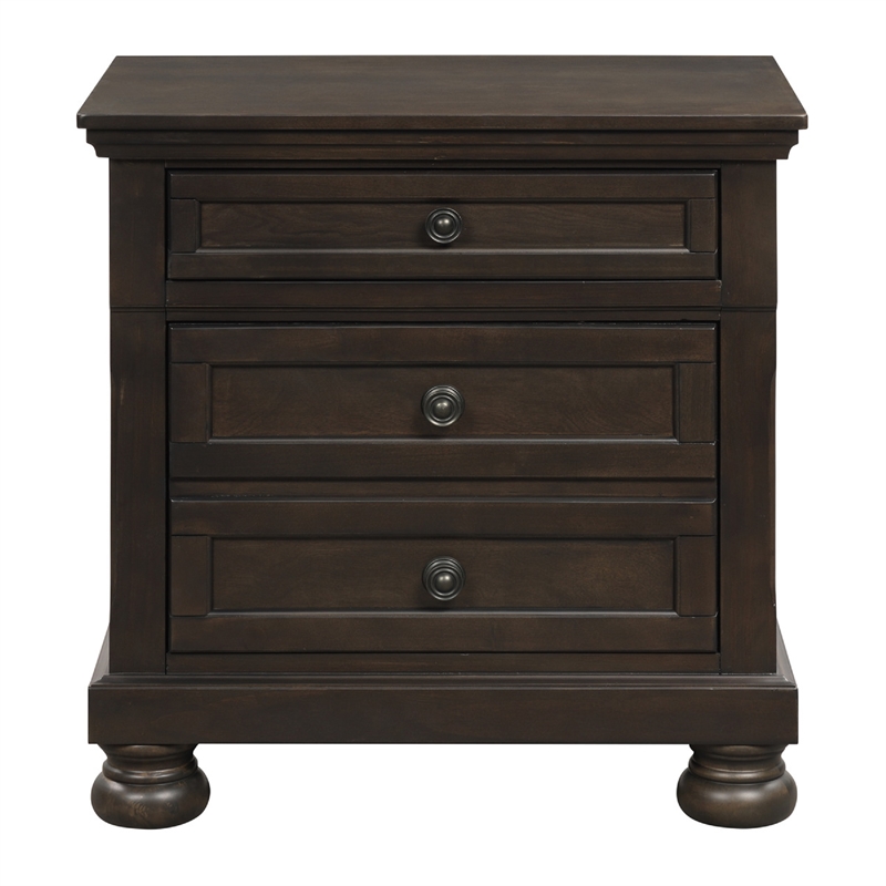 Queen Bedroom Set-Brown-Storage Bed with Drawer-3-Piece with Bed-Two Nightstand