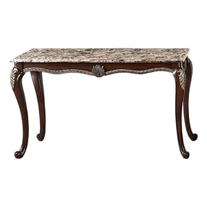 Liana Marble Console Table- Cherry Brown Pine Wood- Rectangular 52 Inch