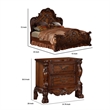 Queen Size Bedroom Set- Brown Finish- 2-Piece Set with Bed and Nightstand