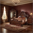 Queen Size Bedroom Set- Brown Finish- 2-Piece Set with Bed and Nightstand