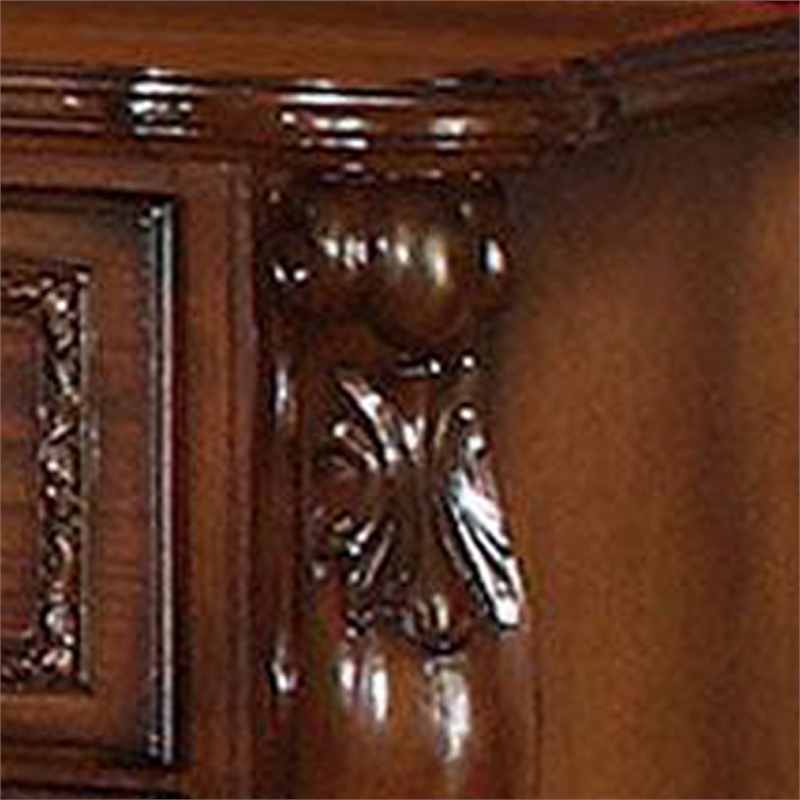 Queen Size Bedroom Set- Brown Finish- 3-Piece Set with Bed and Two Nightstands
