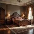 Queen Size Bedroom Set- Brown Finish- 3-Piece Set with Bed and Two Nightstands