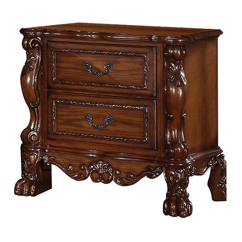 Queen Bedroom Set-Wood Design-Brown-5-Piece Set-Bed-2 Nightstand-Dresser-Mirror