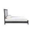 Odiy King Size Bed- Vertical Padded Gray Upholstery- LED Headboard