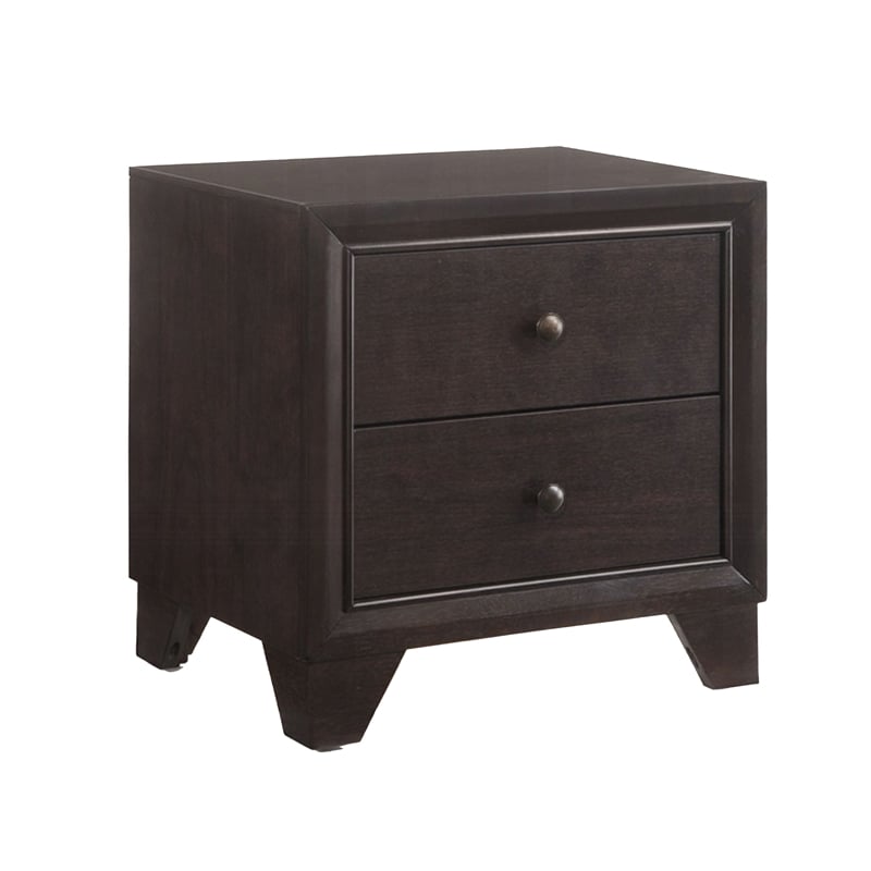 Queen Size Bedroom Set- Brown Finish- 3-Piece Set with Bed and Two Nightstands