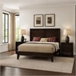 Queen Size Bedroom Set- Brown Finish- 3-Piece Set with Bed and Two Nightstands