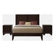 Queen Size Bedroom Set- Brown Finish- 3-Piece Set with Bed and Two Nightstands