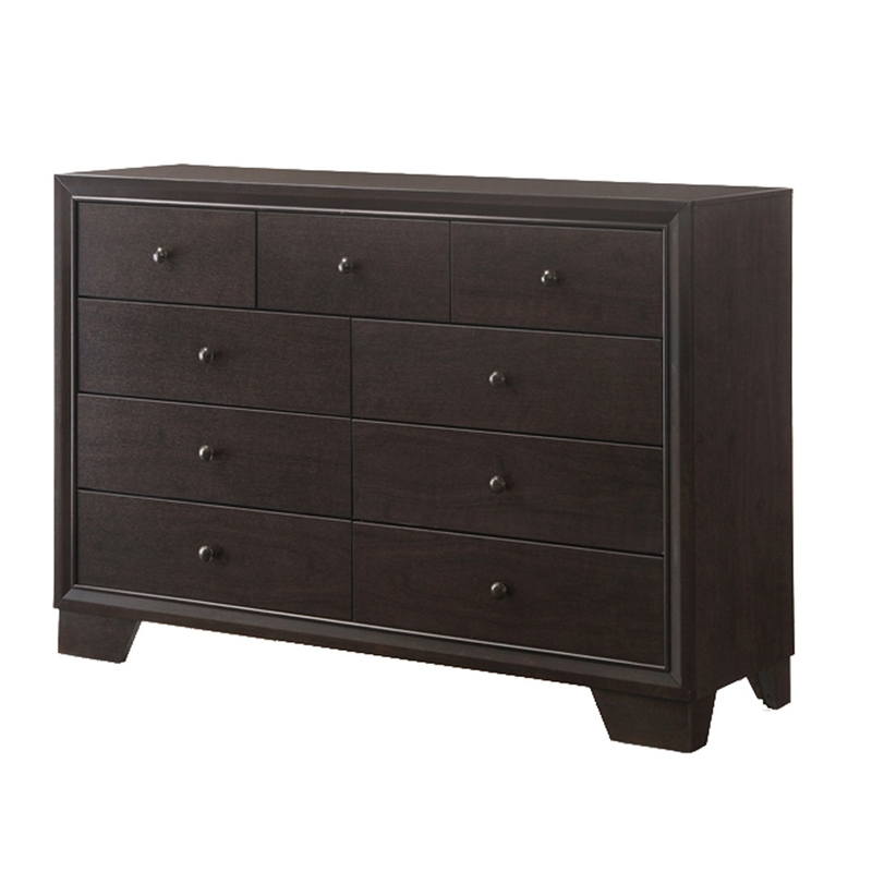 Queen Bedroom Set-Wood Design-Brown-4-Piece Set with Bed- Nightstands-Dresser