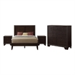 Queen Bedroom Set-Wood Design-Brown-4-Piece Set with Bed- Nightstands-Dresser