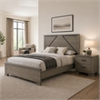 Queen Size Bedroom Set-Gray-Panel Headboard- 2-Piece Set with Bed and Nightstand