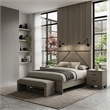 Queen Size Bedroom Set-Gray-Panel Headboard- 2-Piece Set with Bed and Nightstand