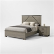 Queen Size Bedroom Set-Gray-Panel Headboard- 2-Piece Set with Bed and Nightstand
