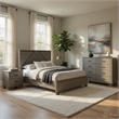 Queen Size Bedroom Set-Gray-Panel Headboard-4-Piece Set-Bed-2 Nightstand-Dresser