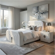 Queen Size Bedroom Set- White Finish- 2-Piece Set with Bed and Nightstand
