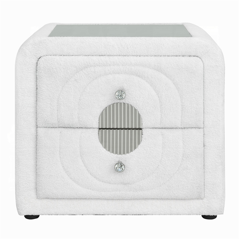 Queen Size Bedroom Set- White Finish- 3-Piece Set with Bed and Two Nightstands
