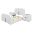 Queen Size Bedroom Set- White Finish- 3-Piece Set with Bed and Two Nightstands