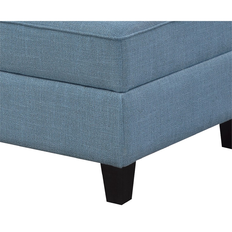 Gey Modular Storage Ottoman- Tufted Cushion- Blue Upholstery 26 Inch