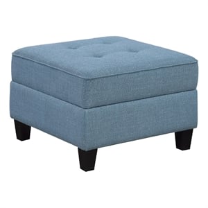 Gey Modular Storage Ottoman- Tufted Cushion- Blue Upholstery 26 Inch
