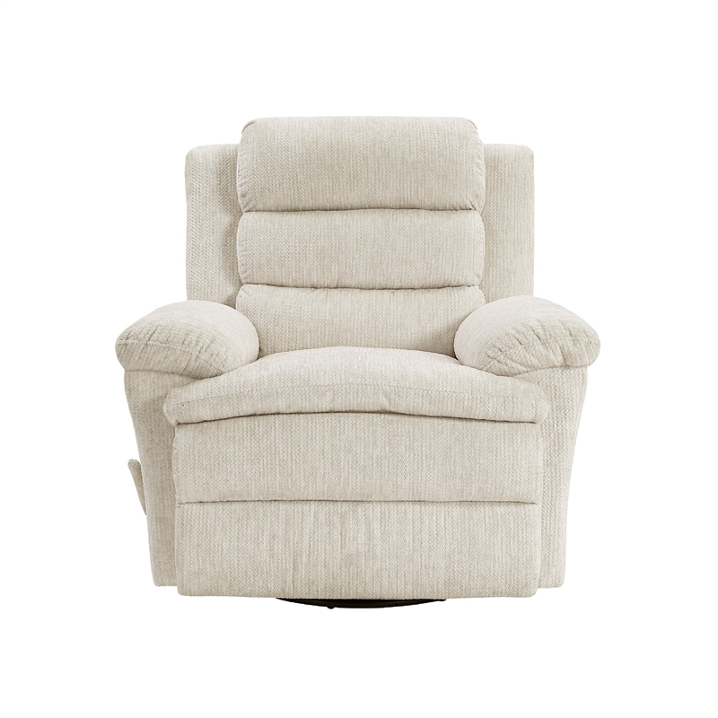 Oxy Swivel Manual Reclining Chair- Foam Pillow Arms- Beige Microfiber