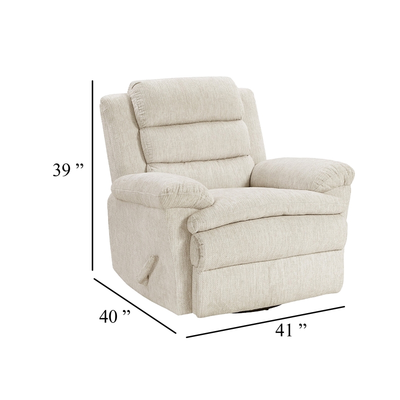 Oxy Swivel Manual Reclining Chair- Foam Pillow Arms- Beige Microfiber