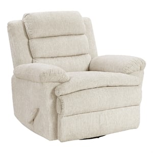 Oxy Swivel Manual Reclining Chair- Foam Pillow Arms- Beige Microfiber