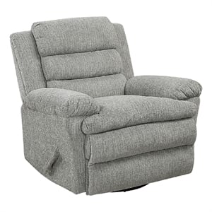 Oxy Swivel Manual Reclining Chair- Foam Pillow Arms- Gray Microfiber