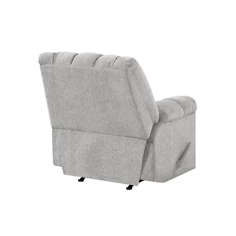Winy Manual Rocker Reclining Chair- Pillow Grid Tufted Gray Chenille