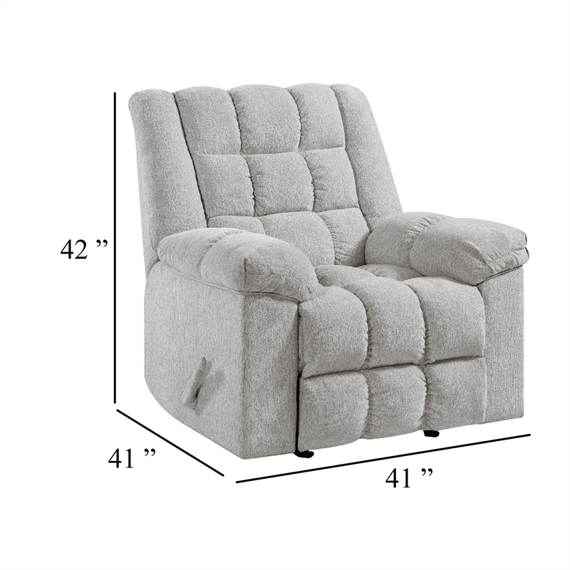 Winy Manual Rocker Reclining Chair- Pillow Grid Tufted Gray Chenille