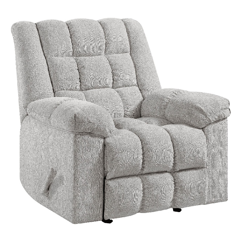 Winy Manual Rocker Reclining Chair- Pillow Grid Tufted Gray Chenille