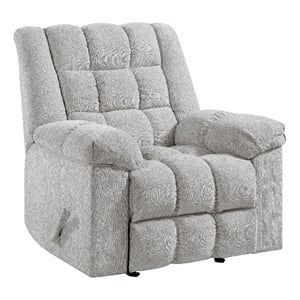 Winy Manual Rocker Reclining Chair- Pillow Grid Tufted Gray Chenille