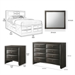 Queen Size Bedroom Set- Wood Design-5-Piece Set- Bed-2 Nightstand-Dresser-Mirror