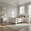 Queen Size Bedroom Set- White Finish- 3-Piece Set with Bed and 2 Nightstand