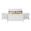 Queen Size Bedroom Set- White Finish- 3-Piece Set with Bed and 2 Nightstand