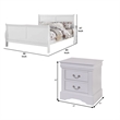Full Size Bedroom Set- White Finish- 2-Piece Set with Bed and 1 Nightstand