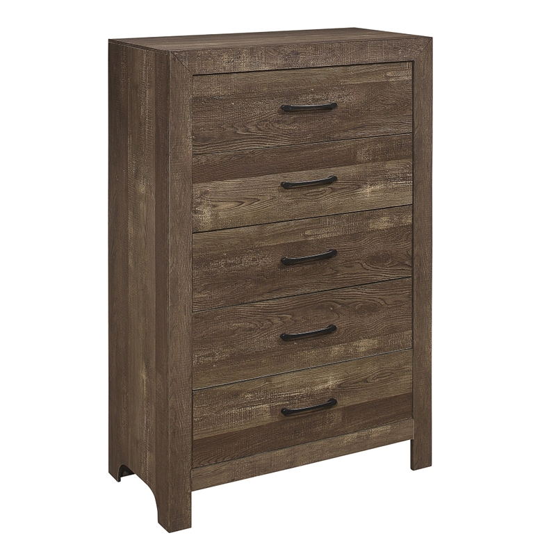 Queen Size Bedroom Set- White Finish- 5-Piece Set with Bed and Two Nightstands