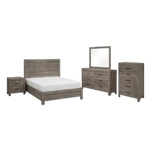 Queen Size Bedroom Set-Panel Design-4-Piece Set -4Bed-Nightstand-Dresser-Chest