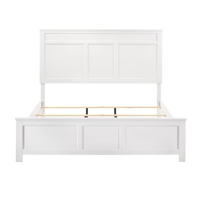 Aani King Size Bed- Framed Headboard- Farmhouse White Finish