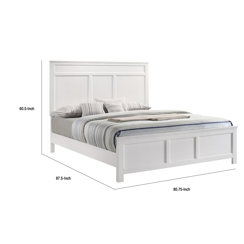 Aani King Size Bed- Framed Headboard- Farmhouse White Finish