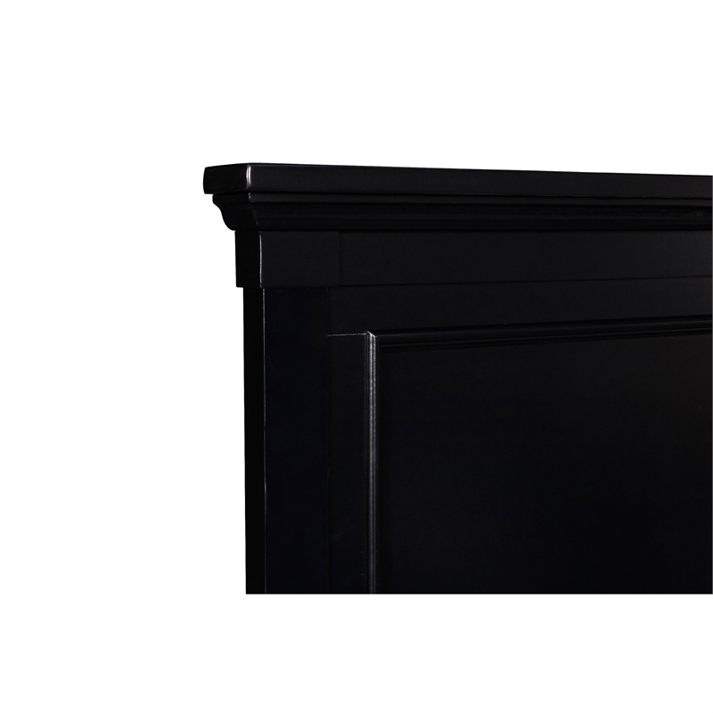 Umi King Size Bed- Solid Wood Panel Headboard- Farmhouse Black
