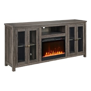 Tony Electric Fireplace TV Stand- Heater- Glass Doors- 70 Inch Walnut Gray