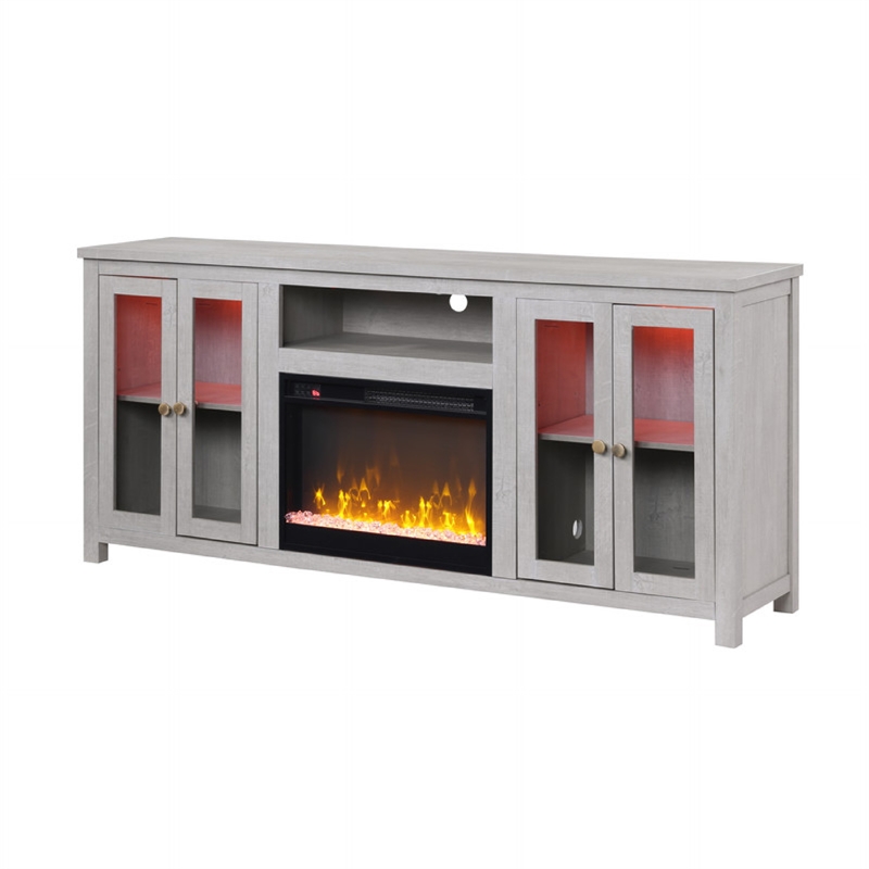 Tony Electric Fireplace TV Stand Cabinet with Heater- 70 Inch Walnut White