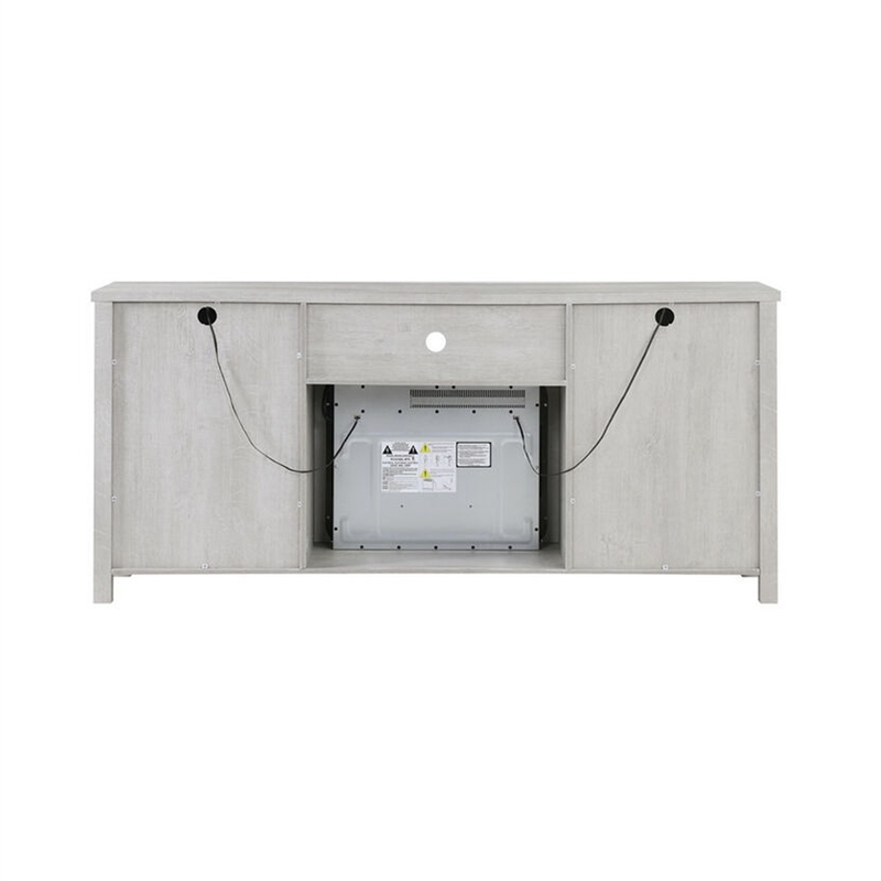 Tony Electric Fireplace TV Stand Cabinet with Heater- 70 Inch Walnut White
