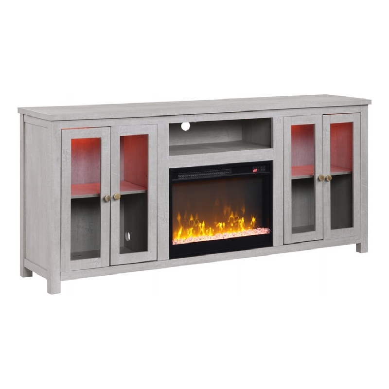 Tony Electric Fireplace TV Stand Cabinet with Heater- 70 Inch Walnut White
