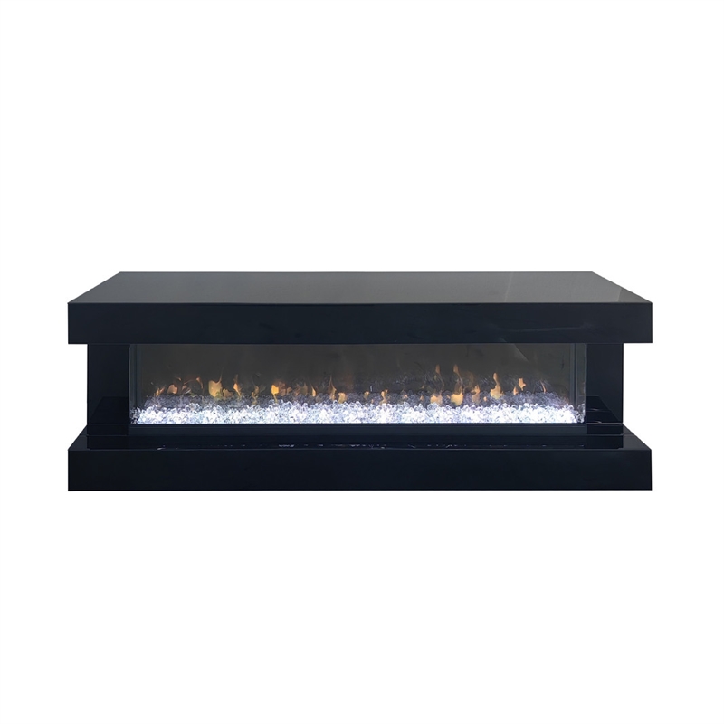 Vista LED Fireplace TV Stand Cabinet with Bluetooth Speaker- 71 Inch Black