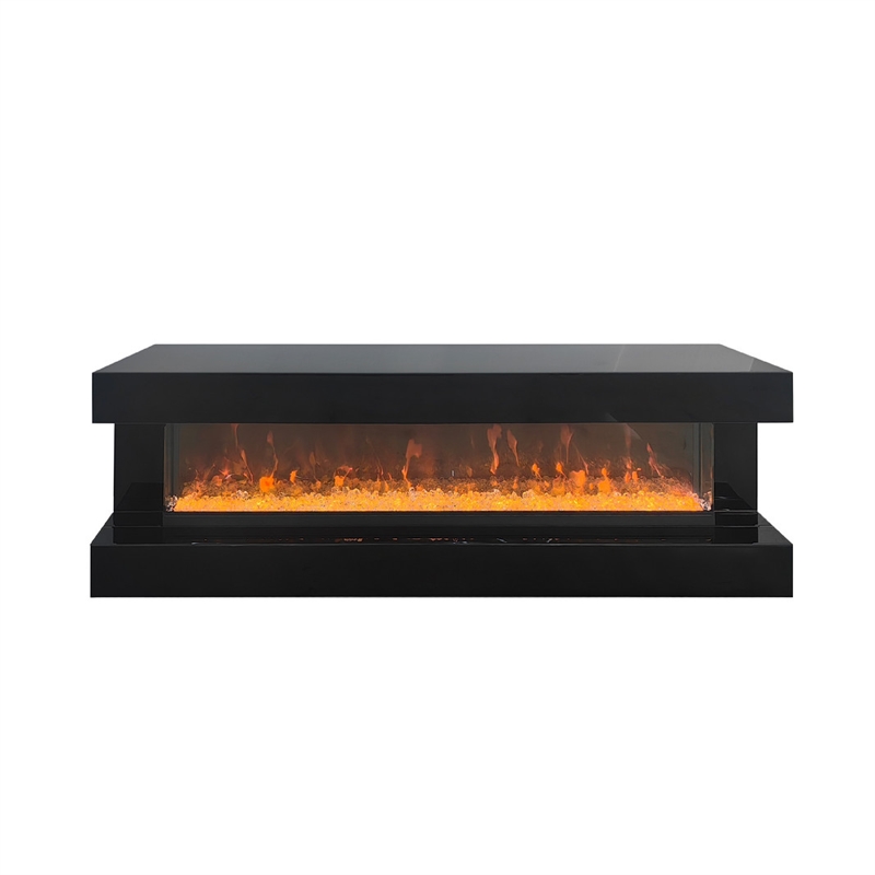 Vista LED Fireplace TV Stand Cabinet with Bluetooth Speaker- 71 Inch Black