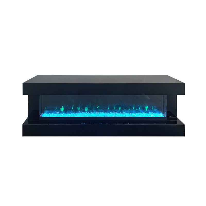 Vista LED Fireplace TV Stand Cabinet with Bluetooth Speaker- 71 Inch Black