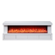 Dori LED Fireplace TV Stand Cabinet with Bluetooth Speaker- 71 Inch White