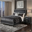 Queen Size Bedroom Set- Black Finish- 2-Piece Set with Bed and Nightstand