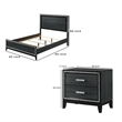 Queen Size Bedroom Set- Black Finish- 3-Piece Set with Bed and Two Nightstands