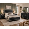 Queen Size Bedroom Set- Black- 4-Piece Set with Bed- 2 Nightstand-Dresser